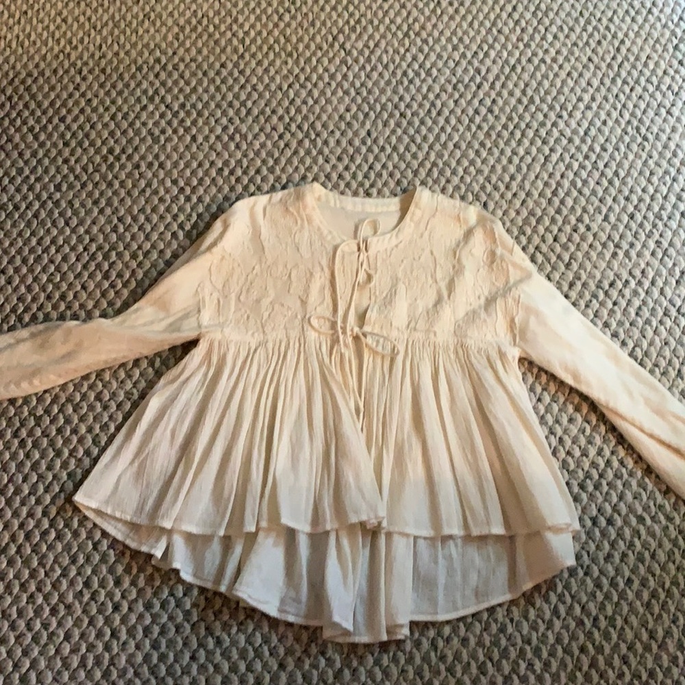 White linen tie front shirt